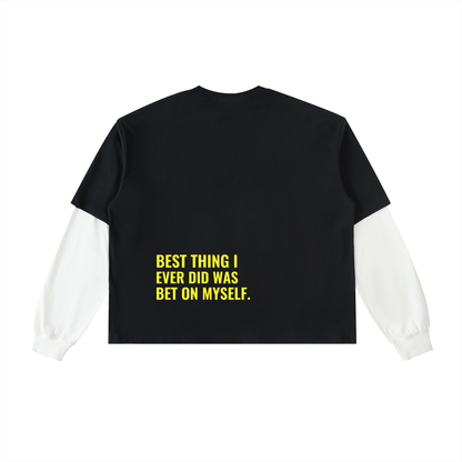 BET ON MYSELF Layered Sleeve T-Shirt