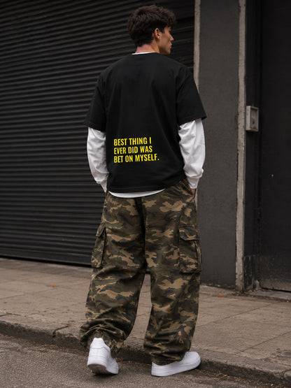 BET ON MYSELF Layered Sleeve T-Shirt