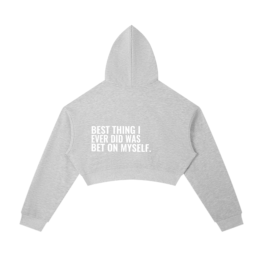 BET ON MYSELF Cropped Zip-Up Hoodie